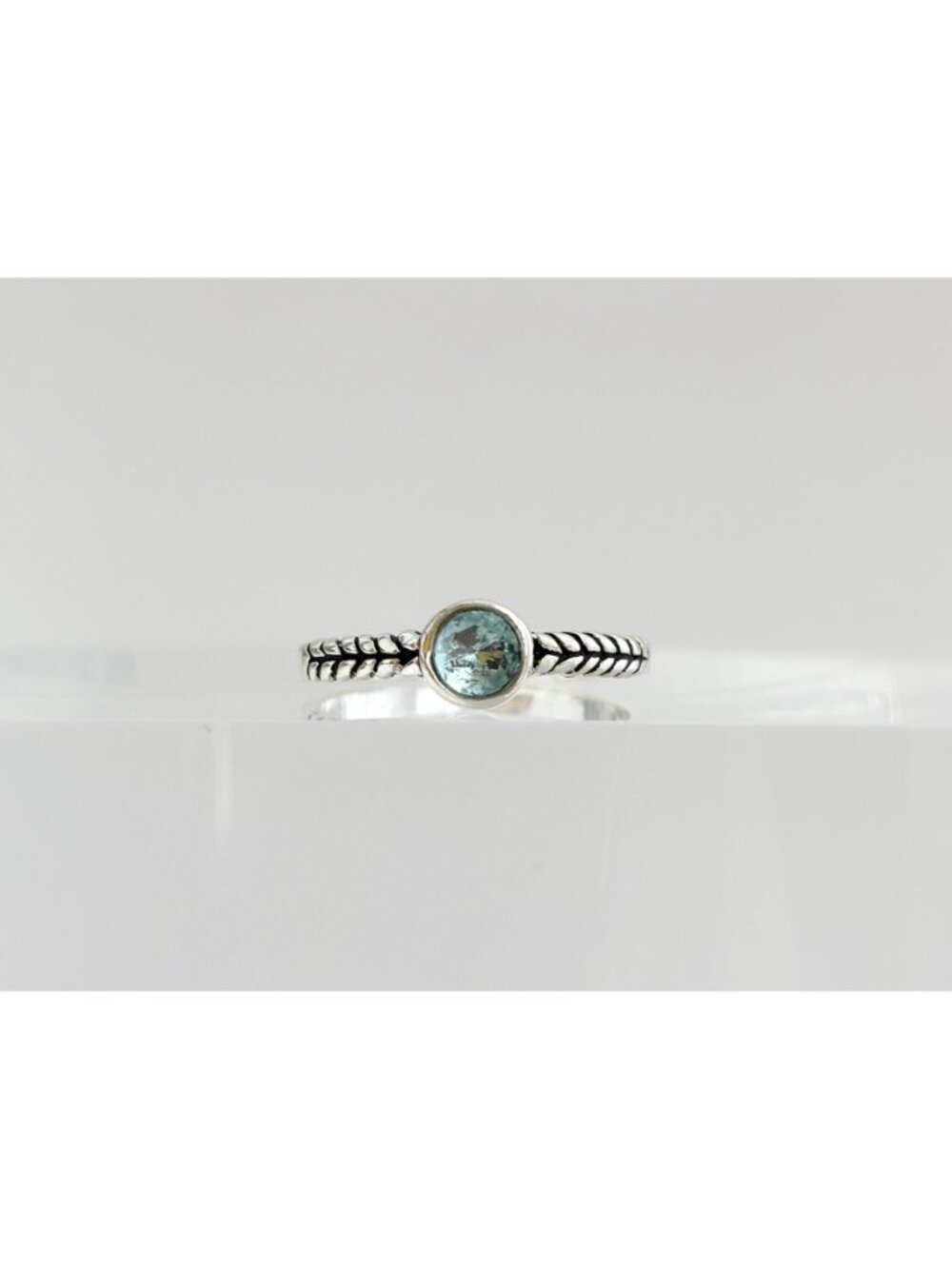 Aquamarine Gemstone Braided Solitaire Sterling Silver 925 Vintage Ring - sz 8.75 - Picture 2 of 14